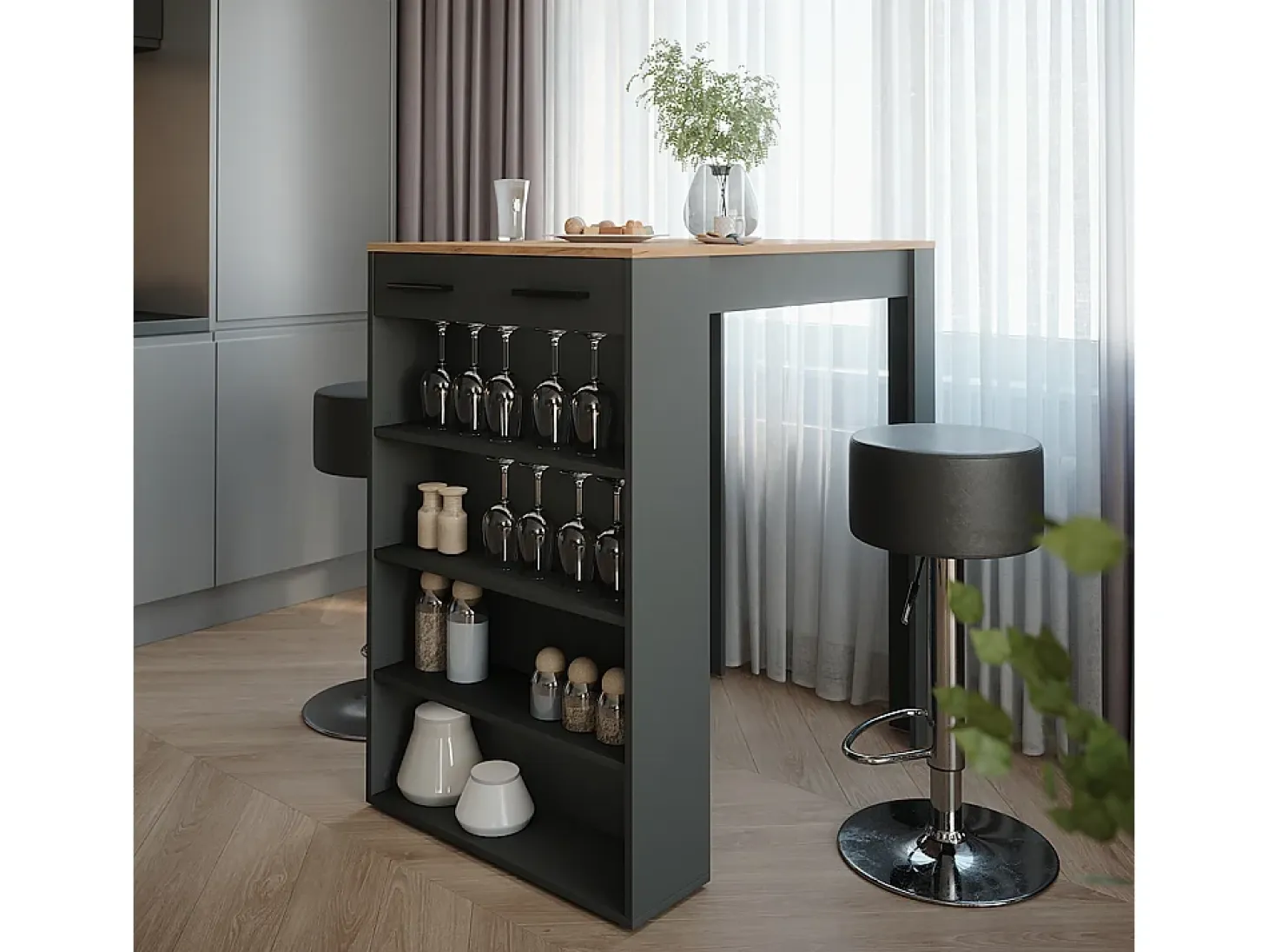 Set de mesa de bar oro power roble/antracita 67x100x106 repose