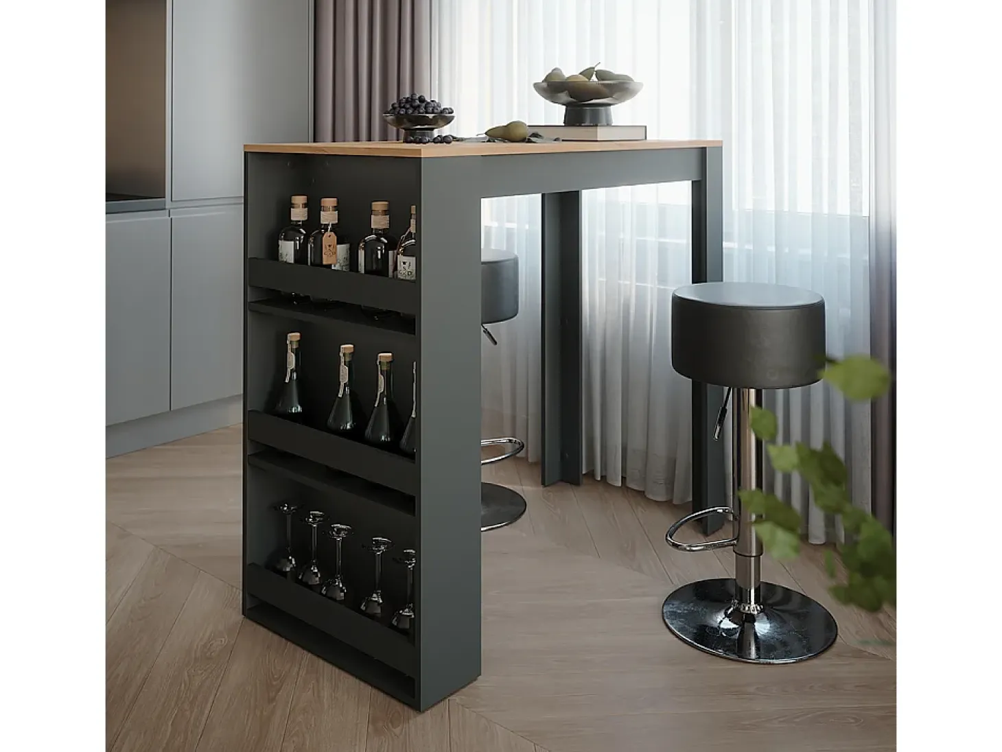 Set de mesa de bar oro power roble/antracita 57x117x106 repose