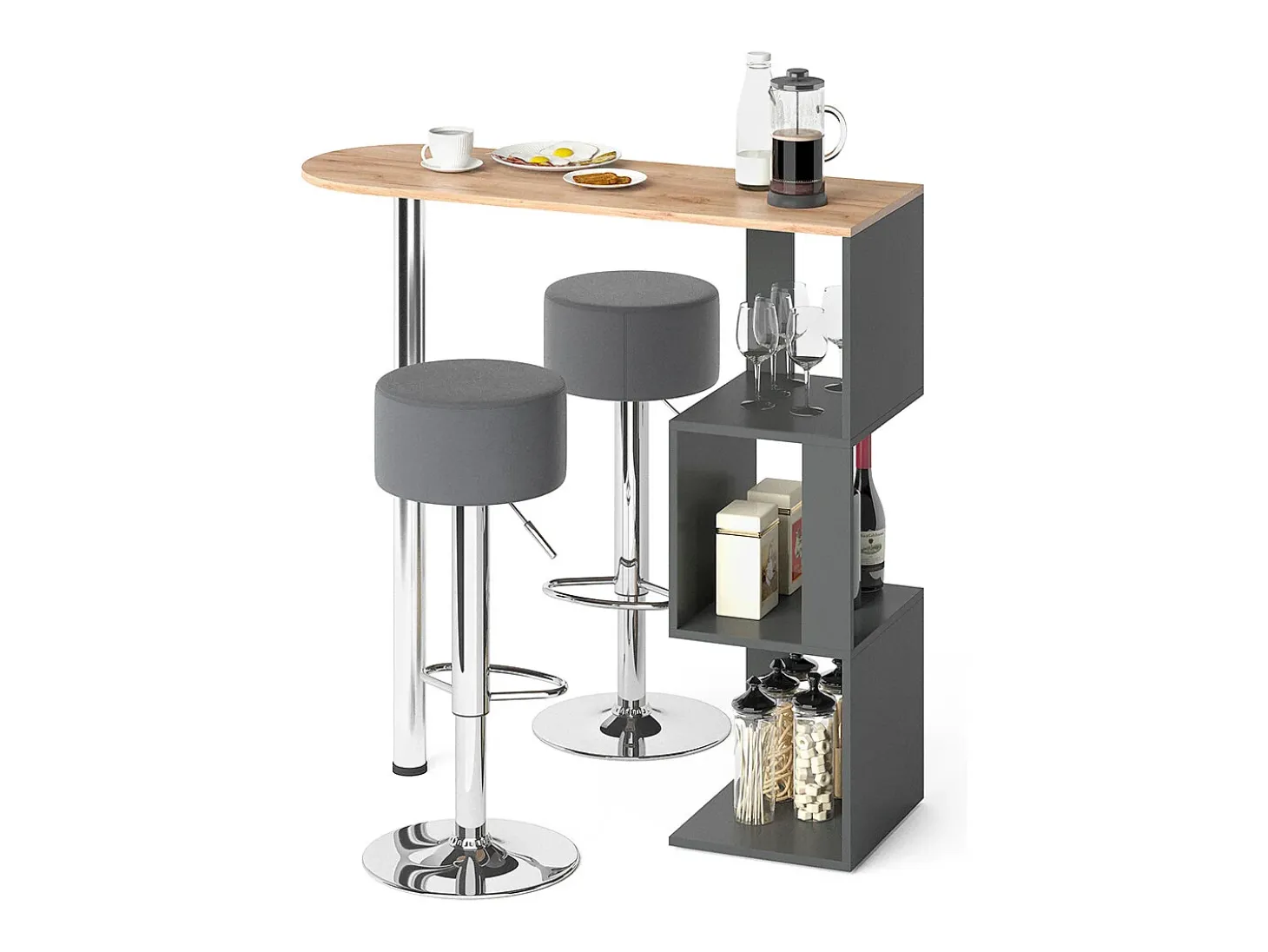 Set de mesa de bar roble dorado 113x39.8x111.8 vincent