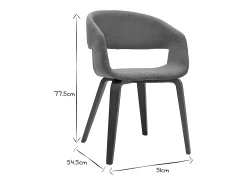 Set de 2 sillas de diseño de tela color topo con patas de madera clara SLAM