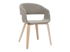 Set de 2 sillas de diseño de tela color topo con patas de madera clara SLAM