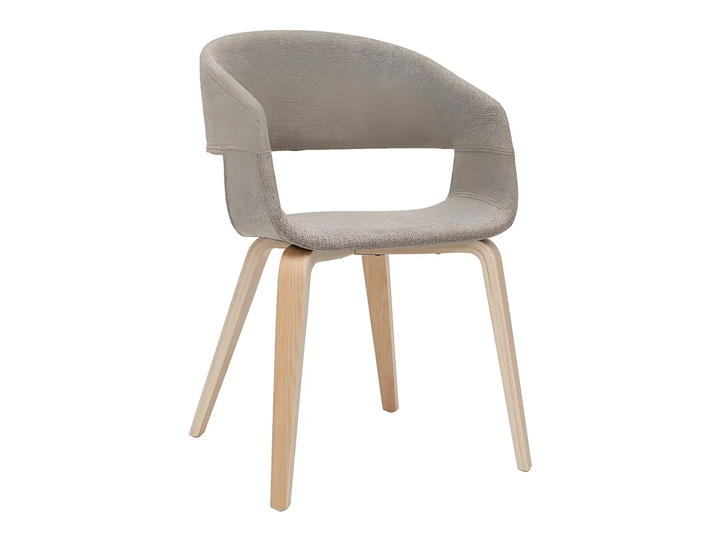 Set de 2 sillas de diseño de tela color topo con patas de madera clara SLAM