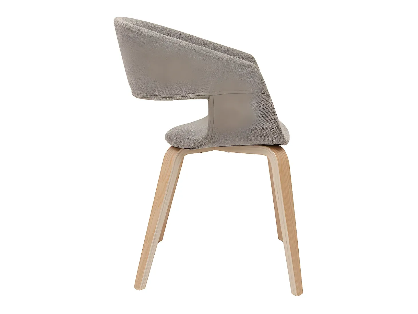 Set de 2 sillas de diseño de tela color topo con patas de madera clara SLAM