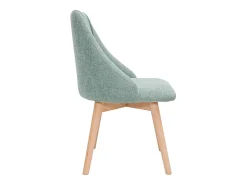 Set de 2 sillas de tela efecto aterciopelado texturizado verde y madera clara HIGGINS