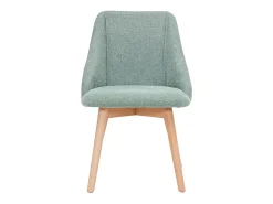 Set de 2 sillas de tela efecto aterciopelado texturizado verde y madera clara HIGGINS