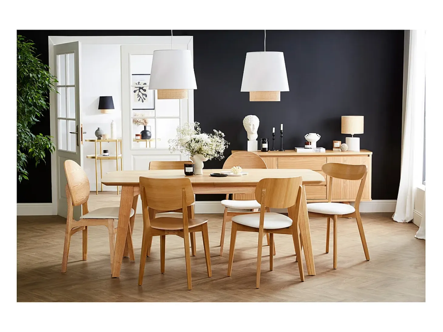 Set de 2 sillas vintage de madera clara AVEA