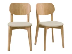 Set de 2 sillas vintage roble y asiento beige LUCIA