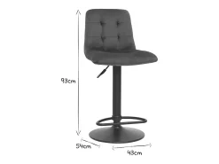 Set de 2 taburetes de cocina de diseño en tela gris y metal 65 cm de altura ESCAPE