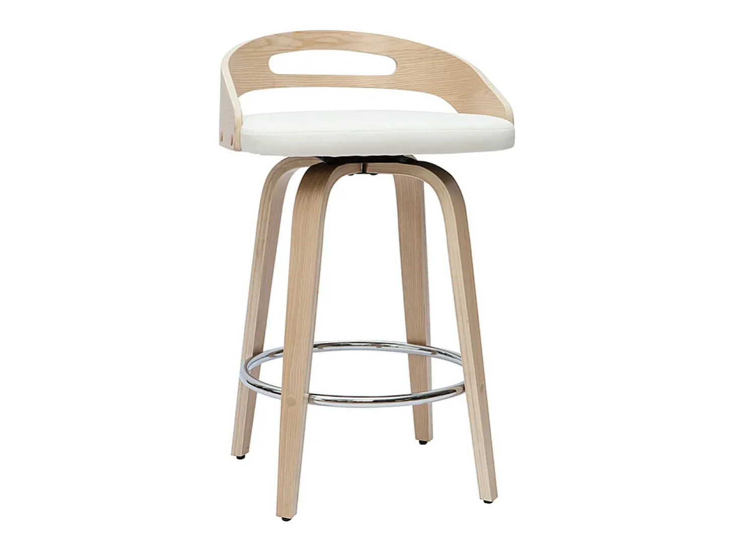 Set de 2 taburetes de cocina de diseño madera clara y poliuretano blanco 65 cm MANO