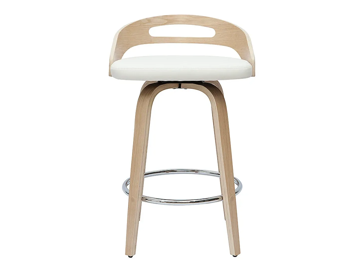 Set de 2 taburetes de cocina de diseño madera clara y poliuretano blanco 65 cm MANO