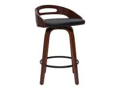 Set de 2 taburetes de cocina de diseño madera oscura y poliuretano negro 65 cm MANO