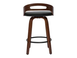 Set de 2 taburetes de cocina de diseño madera oscura y poliuretano negro 65 cm MANO