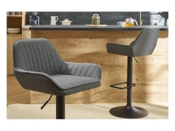 Set de 2 taburetes de cocina ajustables de diseño de tejido gris antracita RONNIE