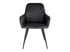Set van 2 KARU eetkamerstoelen – Kunstleer en zwarte metalen poten-Color Gris oscuro