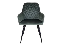 Set van 2 KARU eetkamerstoelen – Fluweel en zwarte metalen poten-Color Azul oscuro