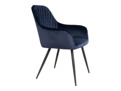Set van 2 KARU eetkamerstoelen – Fluweel en zwarte metalen poten-Color Azul oscuro