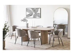Set van 2 TALY stoelen – beige bouclé stof & zwarte stalen poten