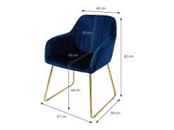 Set 4x sillas de comedor de terciopelo azul diseño ergonómico asiento moderno