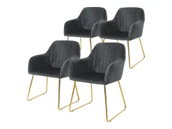 Set 4x sillas de comedor de terciopelo gris diseño ergonómico asiento moderno