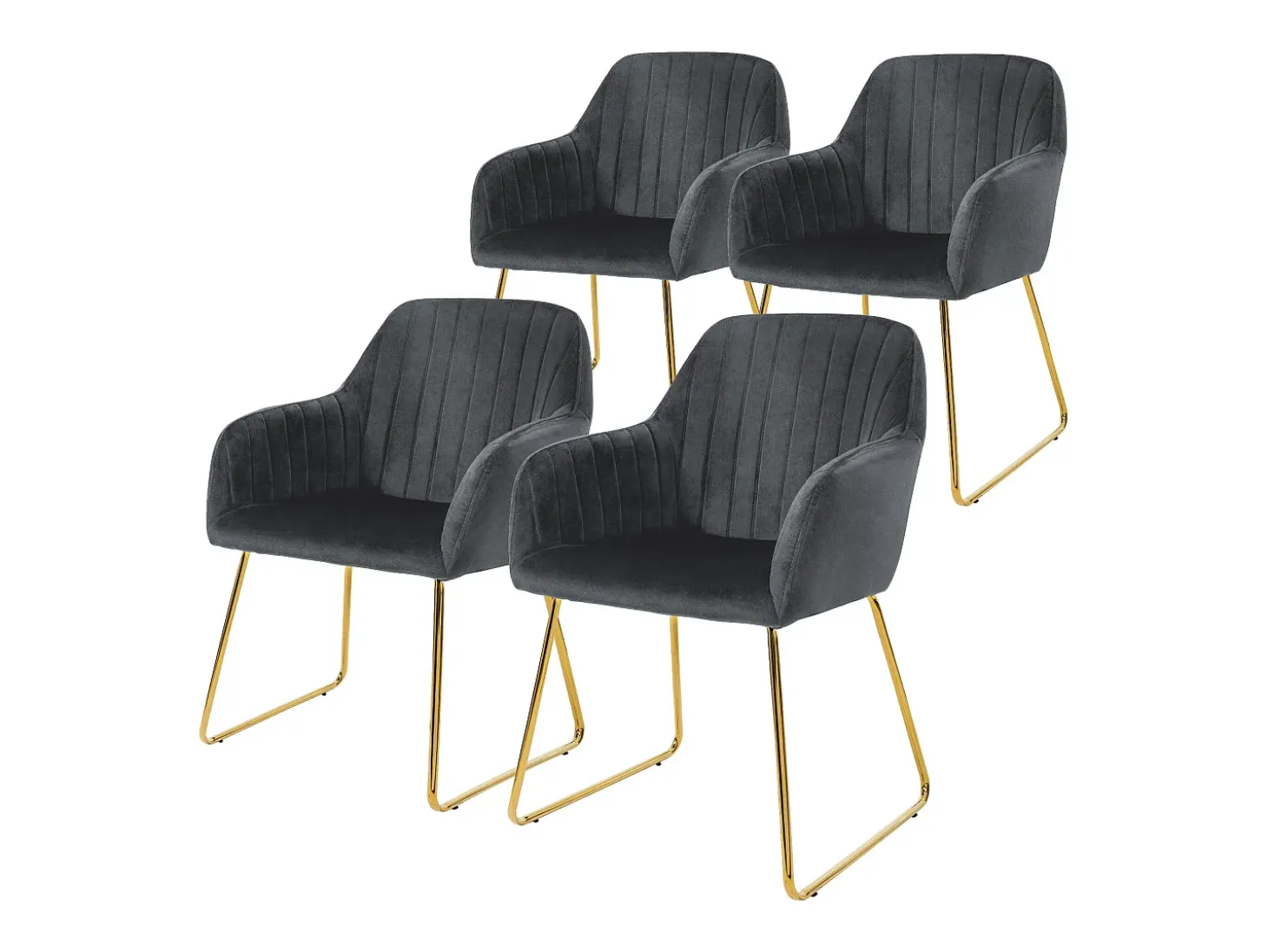 Set 4x sillas de comedor de terciopelo gris diseño ergonómico asiento moderno