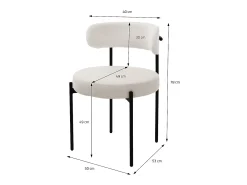 Set 2x sillas de comedor tejido teddy blanco de terciopelo ergonómico moderno