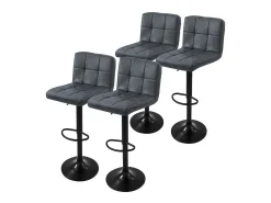 Set 4x taburetes de piel sintética antracita sillas giratorias con reposapiés