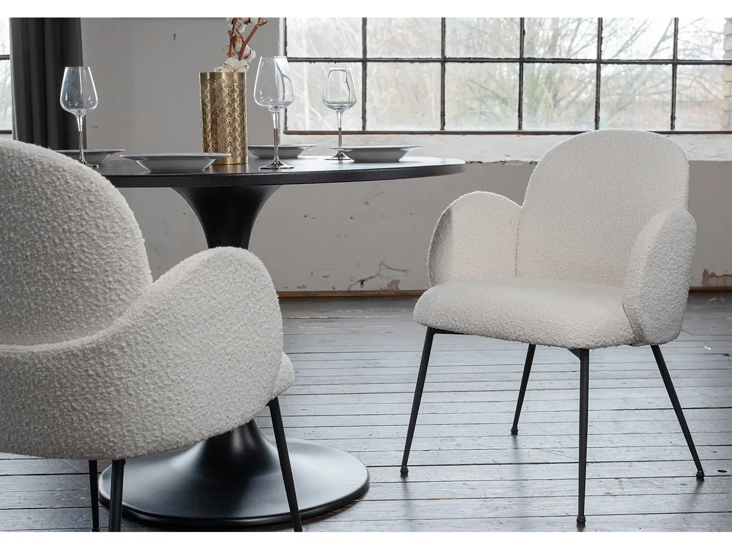 Silla - blanco crema tela tejida - DEON