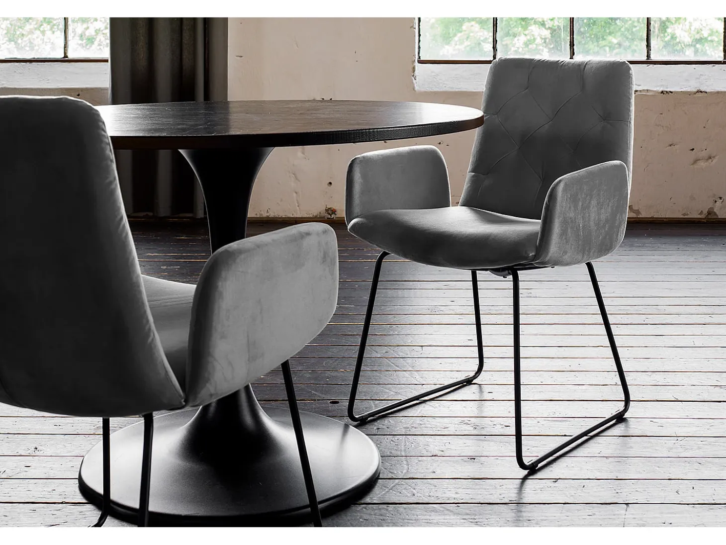 Silla - Gris terciopelo - NEW CHARME