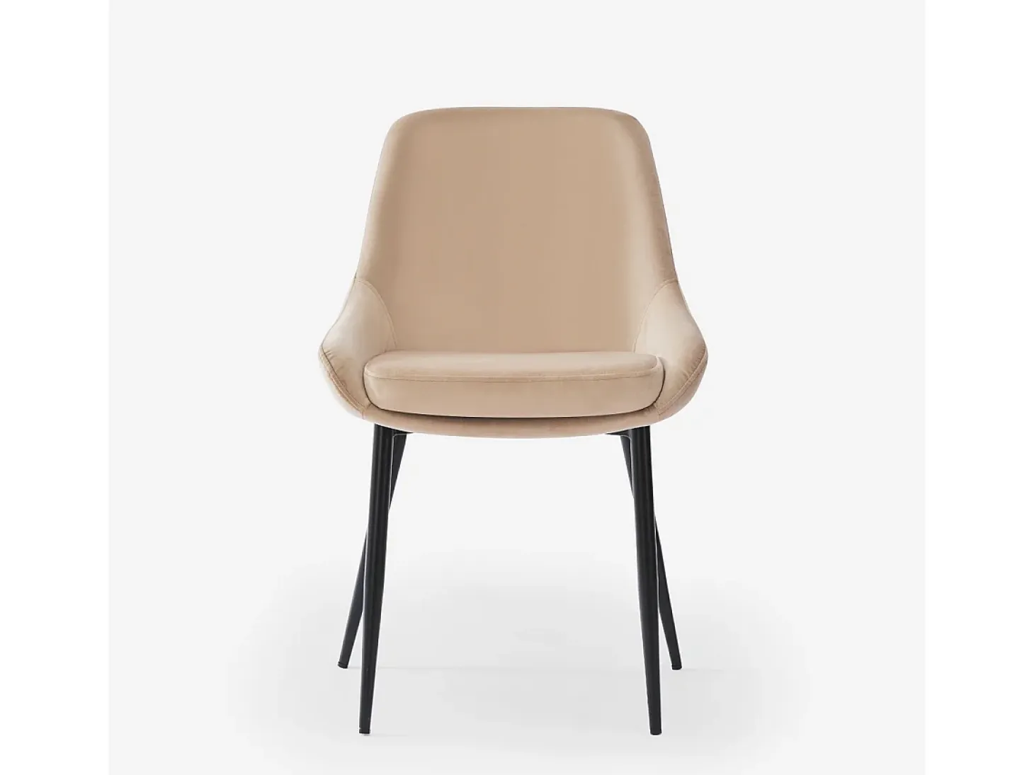 Silla acolchada moderna de terciopelo para cocina y salón-comedor Jarva - Beige