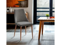 Silla acolchada moderna de tela para salón-comedor y cocina Sirka - Gris Oscuro