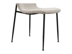 Silla ALICE – Tela rizada beige y patas de metal negro – Comodidad y diseño moderno