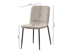 Silla ALICE – Tela rizada beige y patas de metal negro – Comodidad y diseño moderno