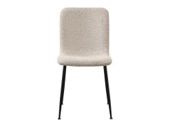 Silla ALICE – Tela rizada beige y patas de metal negro – Comodidad y diseño moderno