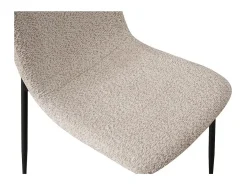 Silla ALICE – Tela rizada beige y patas de metal negro – Comodidad y diseño moderno
