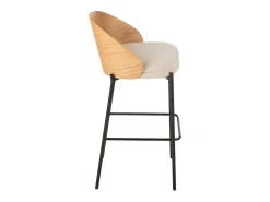 Silla alta de bar LONE: diseño elegante y comodidad garantizada-Color ribete verde crudo