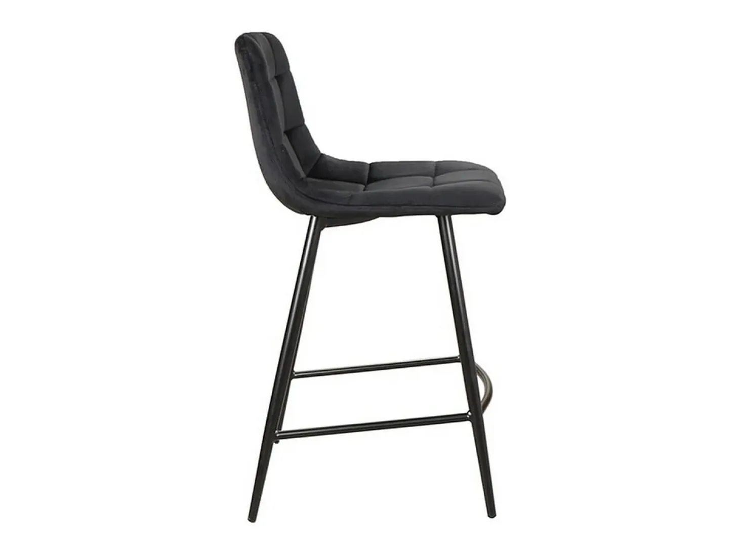Silla alta Frigg de diseño metálico y terciopelo negro