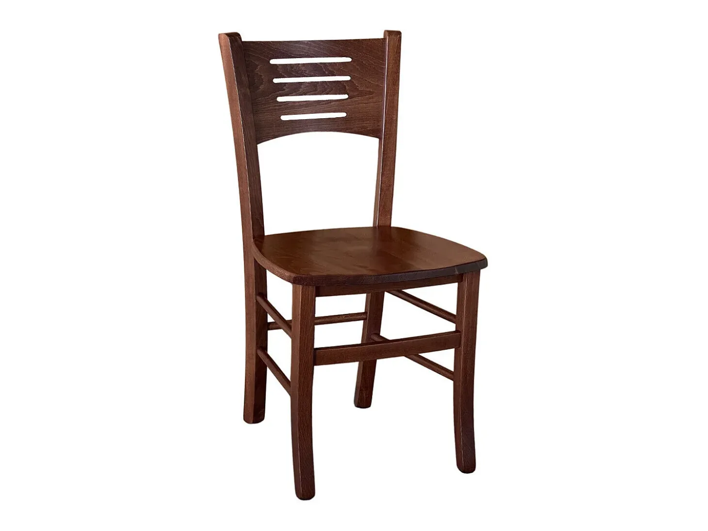 Silla Amelia de madera de nogal oscuro con asiento de madera maciza x 2