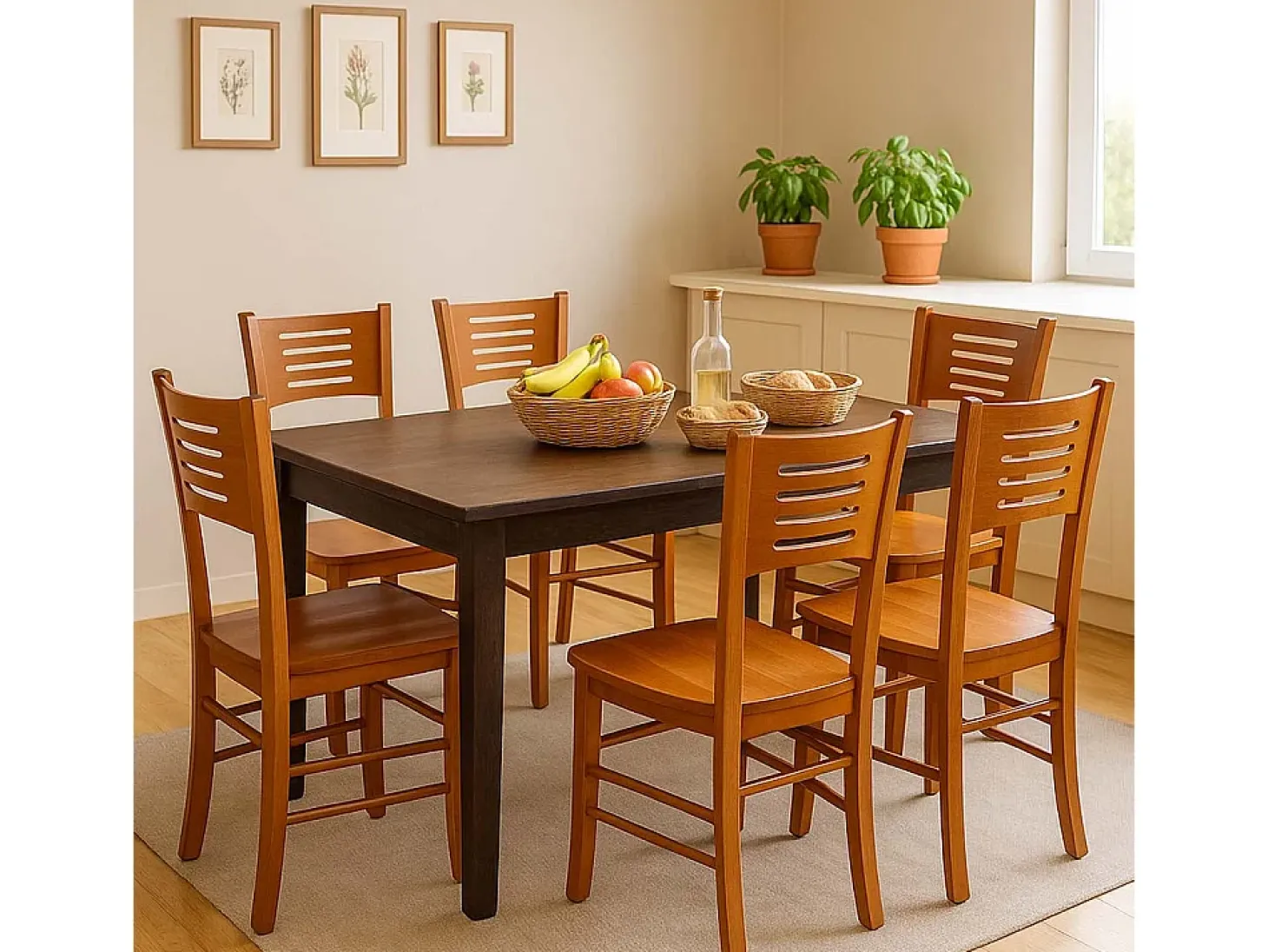 Silla Amelia de madera de cerezo con asiento de madera maciza x 2