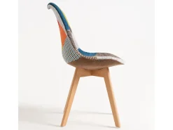 Silla Banki patchwork multicolor y patas de haya natural