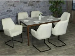 Silla basculante MCW-G67 (juego de 6), beige-crema