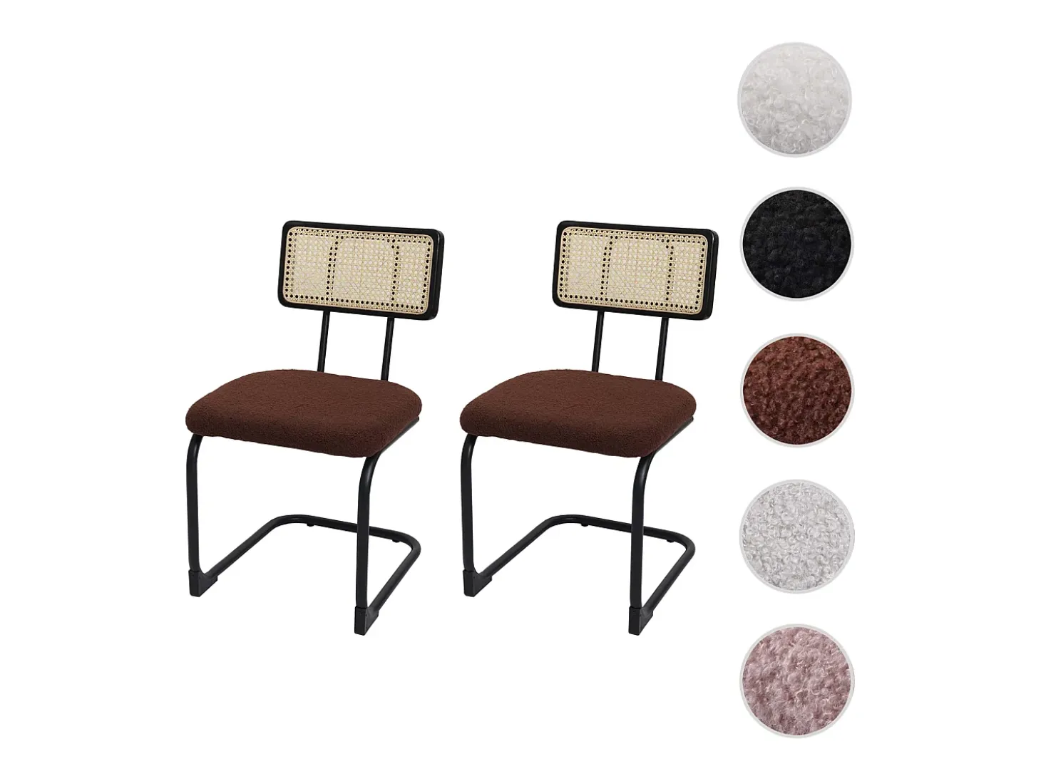 Silla basculante MCW-K88 (juego de 2), Tela/Textil marrón
