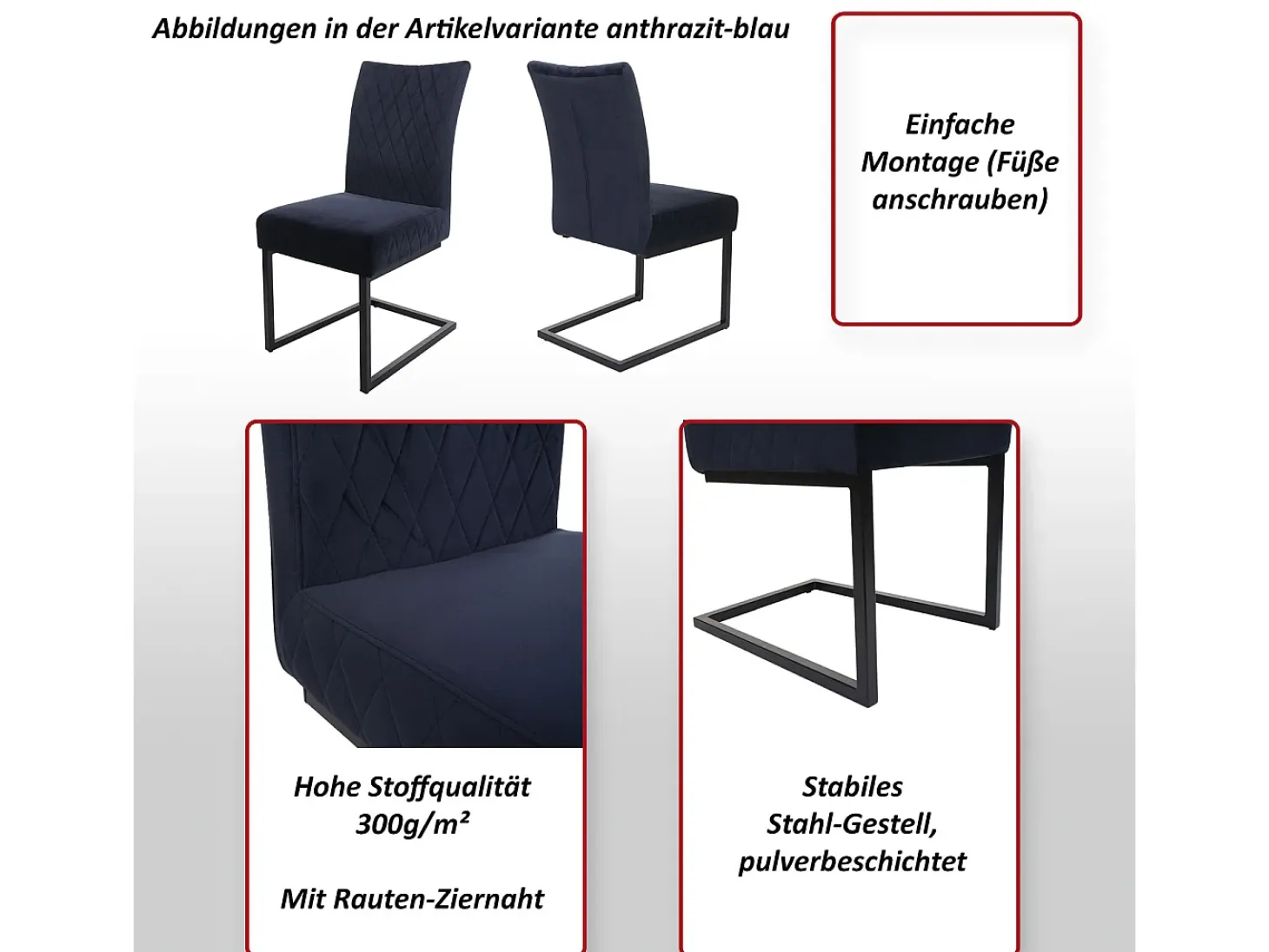 Silla basculante MCW-L15 (juego de 2), azul turquesa