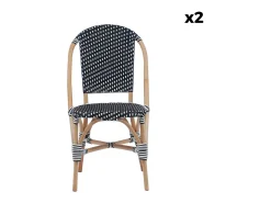Silla bistró de ratán y polirratán, set de 2 negro