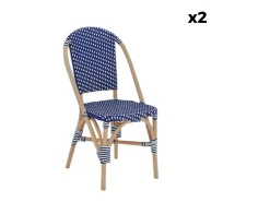 Silla bistró de ratán y polirratán, set de 2 azul