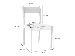 Silla bohemia de madera de hevea y tela simple, set de 2 natural