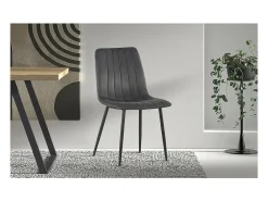 Silla BRUCE Terciopelo Gris, dimensiones: H86 x L45 x P55 cm, ideal para un comedor de diseño moderno.