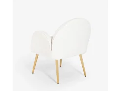 Silla butaca de tela de bouclé blanca y metal dorado para el salón Vivi