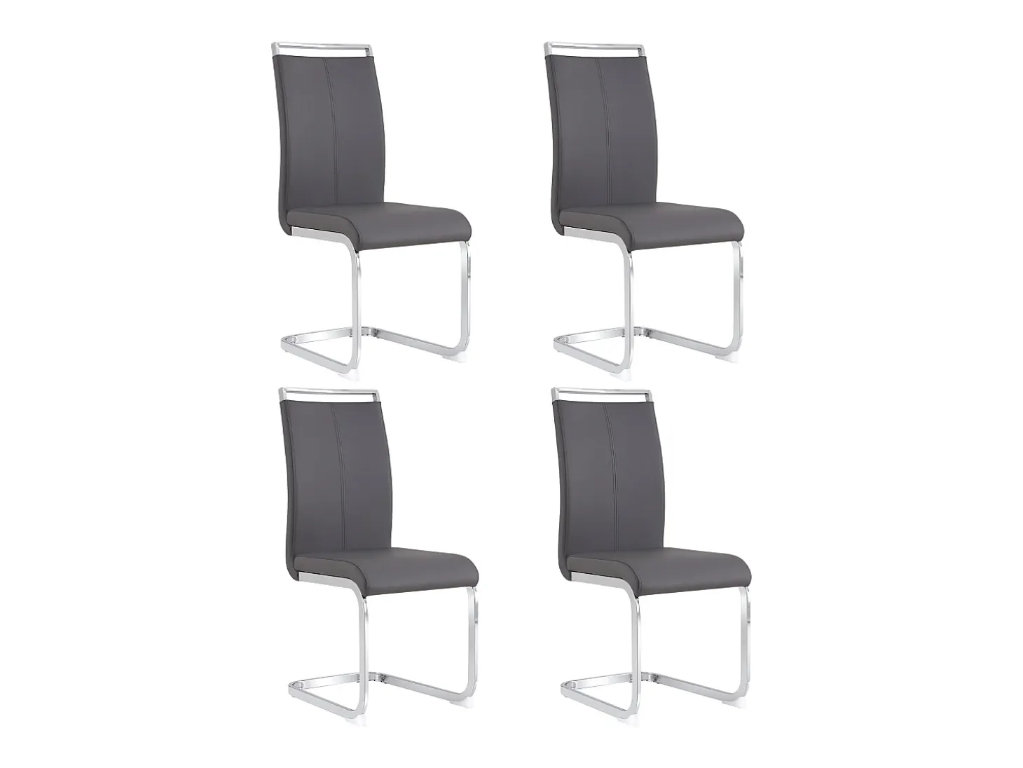 Silla cantilever con estructura de metal cromado, tapizado de PU, gris (48x42x52 cm)