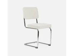 Silla cantilever con rizos texturizados, set de 2 blanco roto