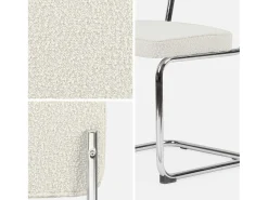 Silla cantilever con rizos texturizados, set de 2 blanco roto